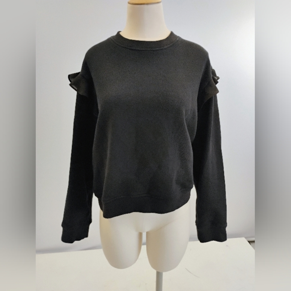 Joe's Jeans Black Ruffle Sleeve Sweatshirt